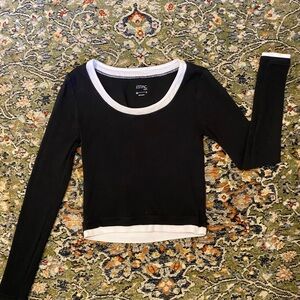 Black and White Long Sleeve Top white undershirt rim